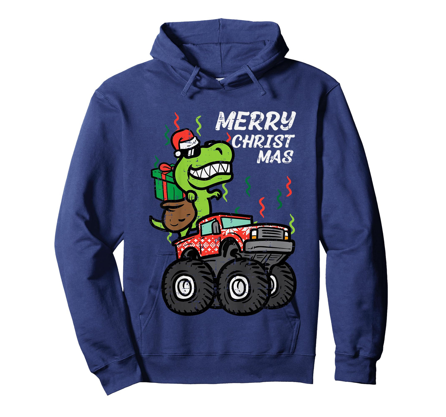 Kids Merry Christmas Dino Monster Truck Xmas Trex Toddler Boys T-Shirt