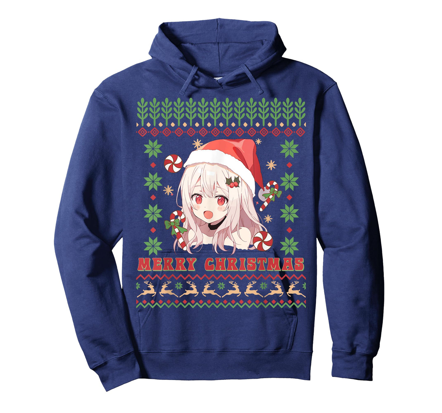Cute Anime Girl Santa Hat Otaku Ugly Sweater Merry Christmas T-Shirt