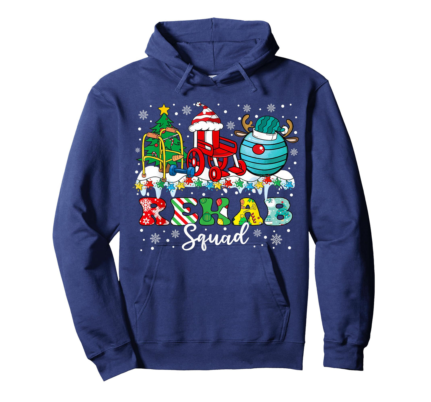 Rehab Squad Wheelchair Santa Reindeer Rehab Nurse Christmas T-Shirt