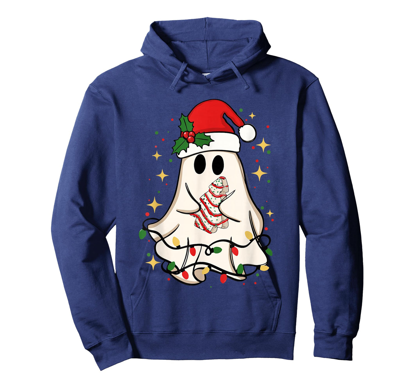 Cute Ghost Lights Tree Cake Merry Christmas Funny Xmas T-Shirt