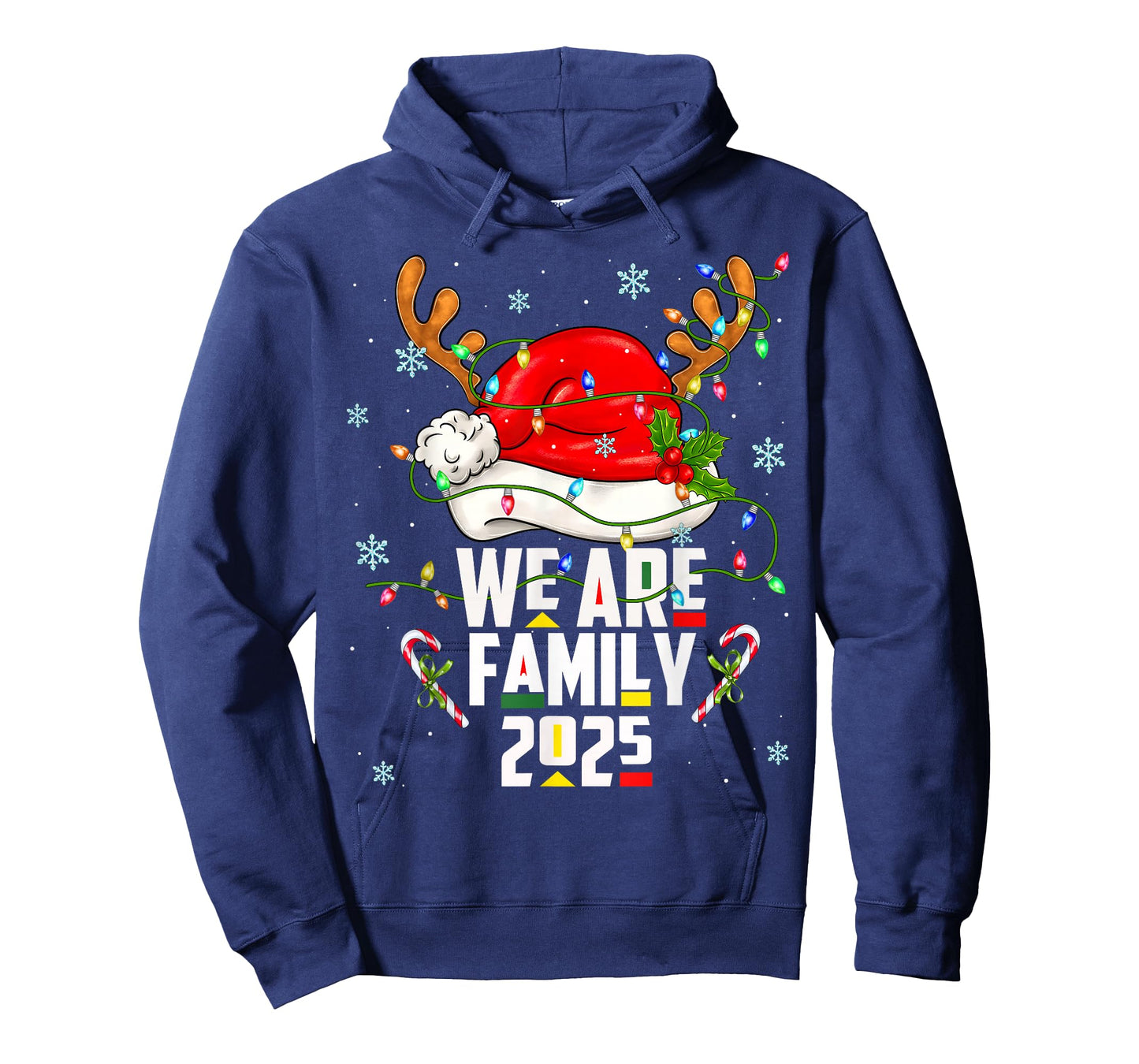 We are Family 2025 Black Christmas Tree Santa Pjs Matching T-Shirt