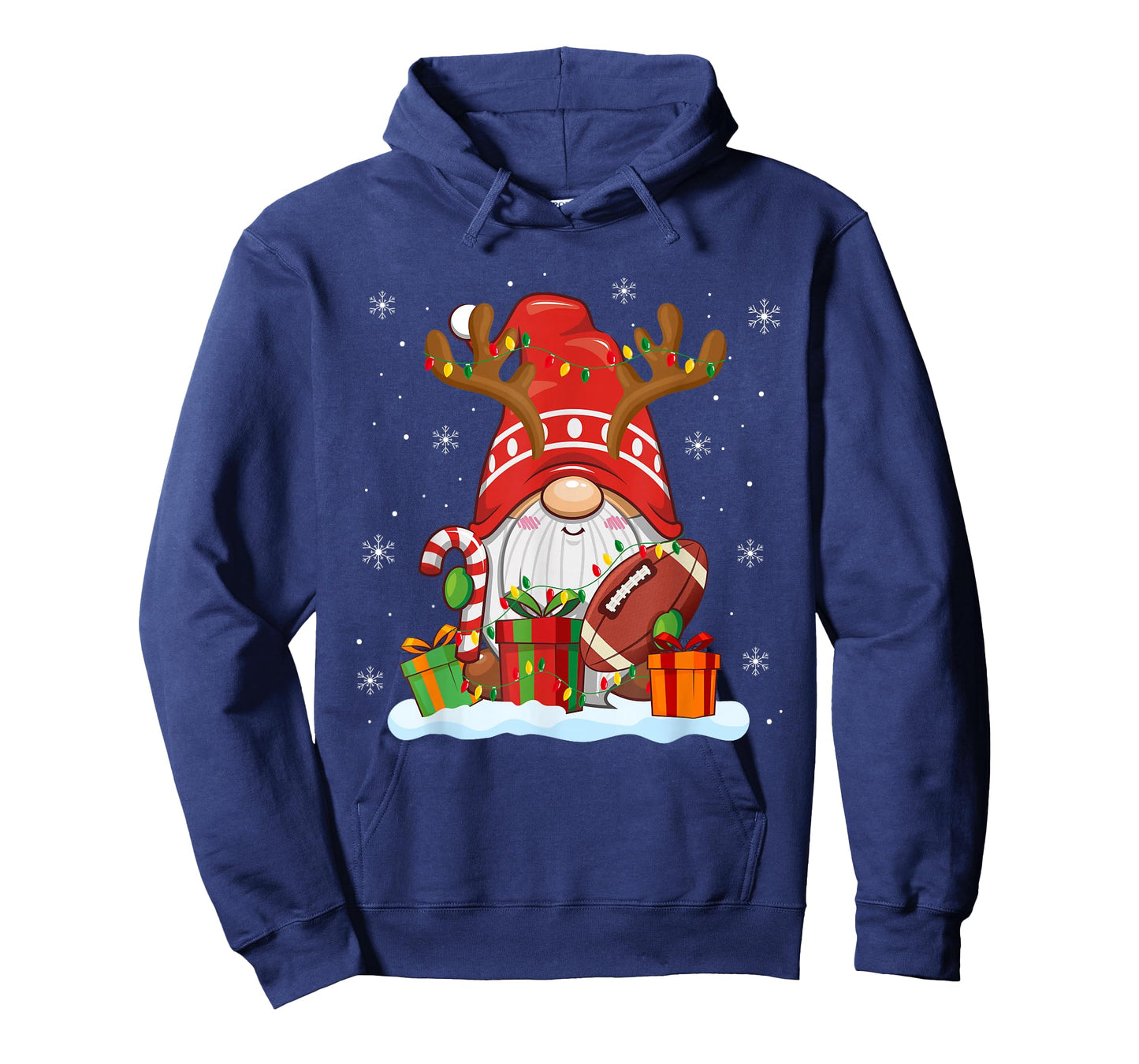 Funny Reindeer Gnome Football Player Christmas Lights T-Shirt