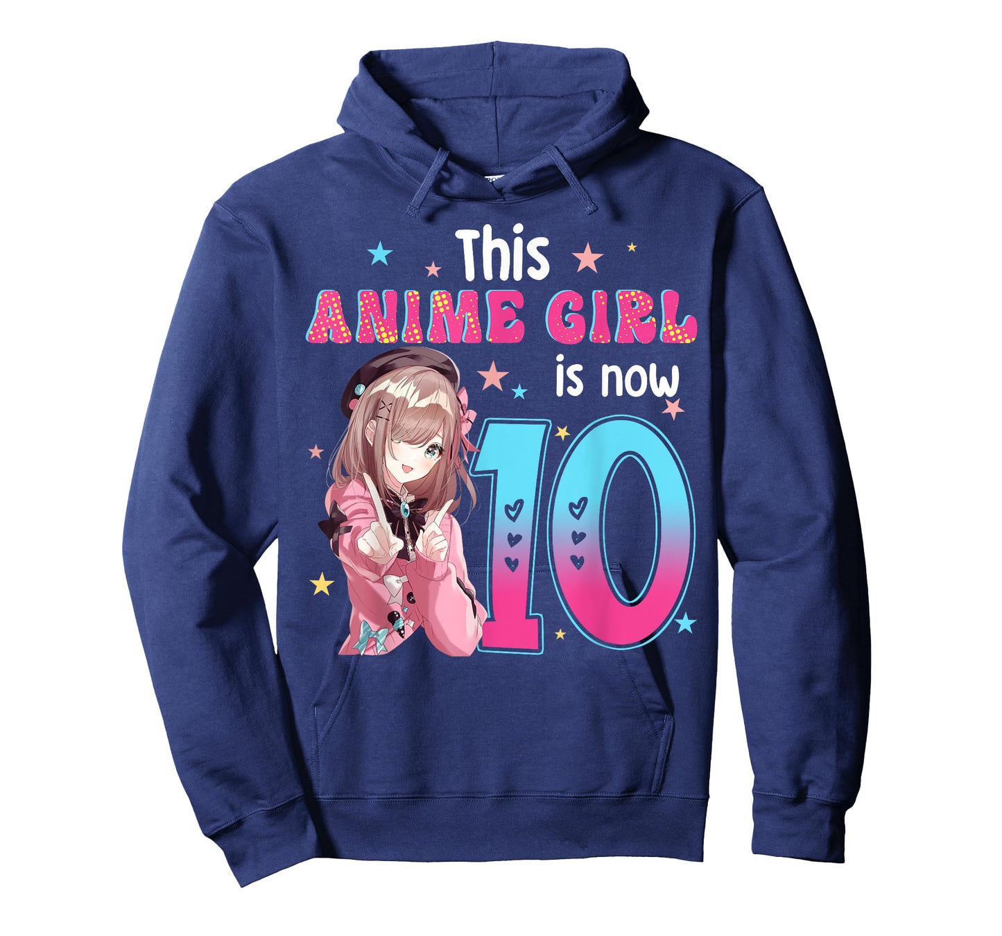 10 Years Old Girl Kawaii Gifts Anime Girl 10th Birthday Kids T-Shirt
