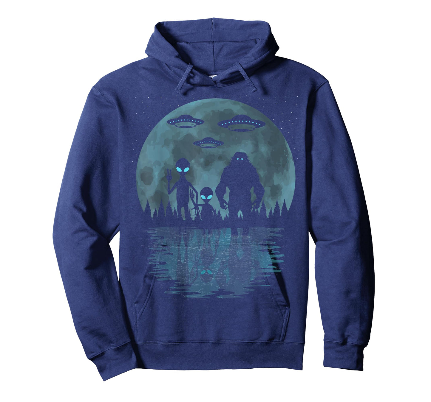 Alien And Bigfoot Moon, UFO's Funny Sasquatch And Aliens T-Shirt