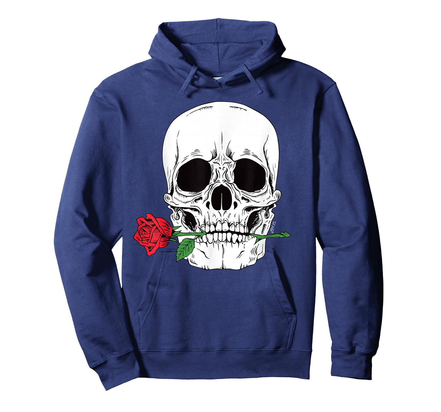 Skull Head Face Red Rose Rock n Roll Cool Skeleton T-Shirt