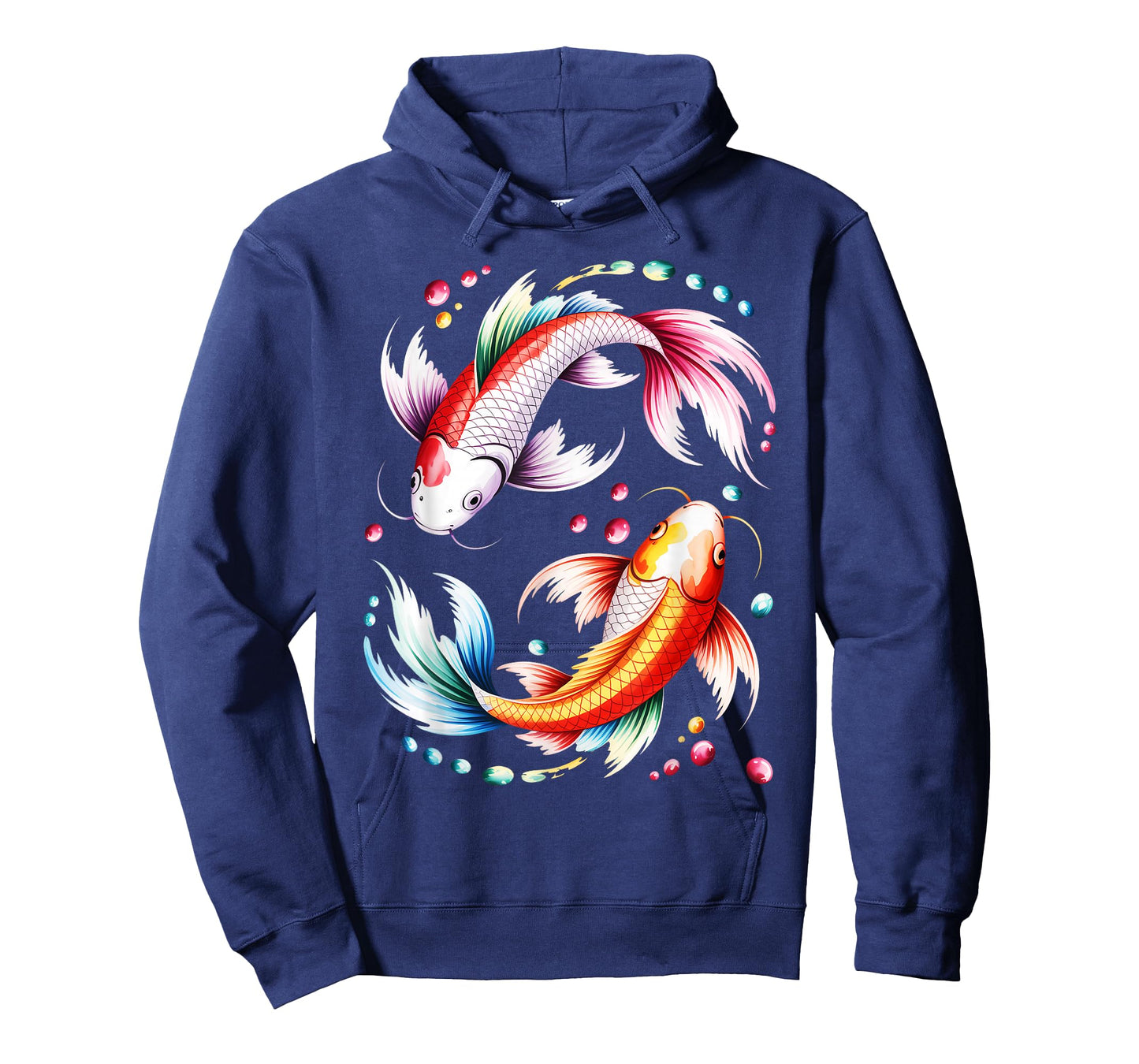 Watercolor Japanese Koi Black Small Cartoon T-Shirt