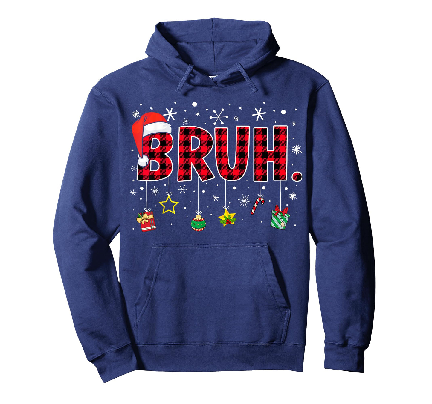 Bruh Funny Christmas Red Plaid Teens Boys Kids Xmas Pajamas T-Shirt