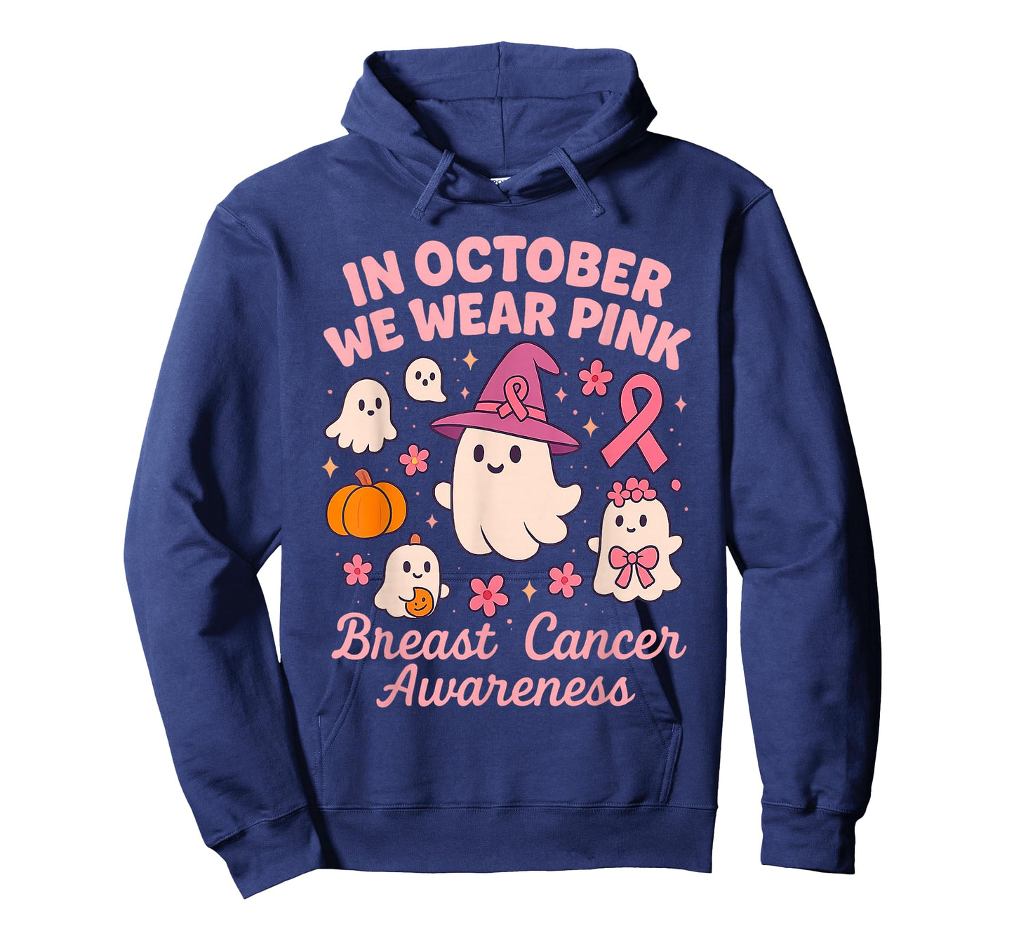Breast Cancer Awareness Ghost Support Squad Pink Ribbon T-Shirt