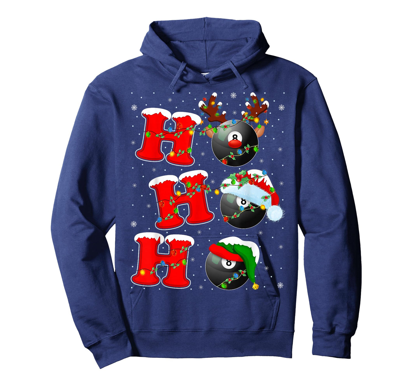 Ho Ho Ho Funny Santa Billiards 8 Ball Christmas Lights T-Shirt