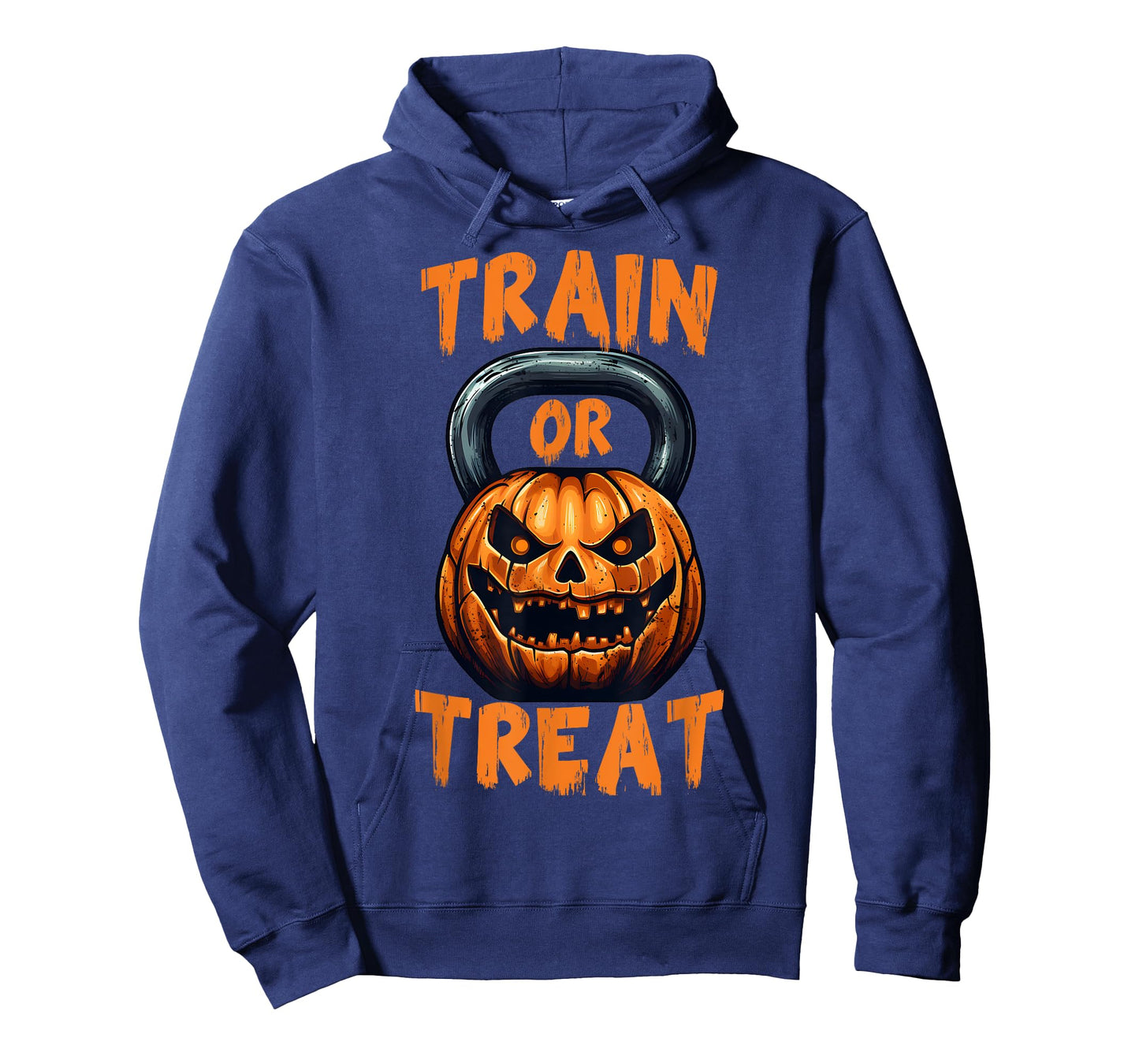 Train or Treat Halloween Pumpkin Kettlebell Gym Workout T-Shirt