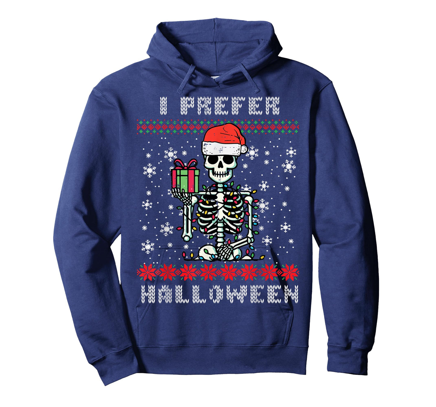 Christmas Skeleton I Prefer Halloween Ugly Xmas Men Women T-Shirt