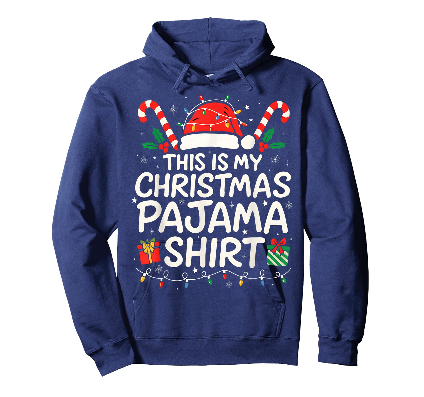 This is My Christmas Pajama Shirt Santa Hat Xmas Light T-Shirt