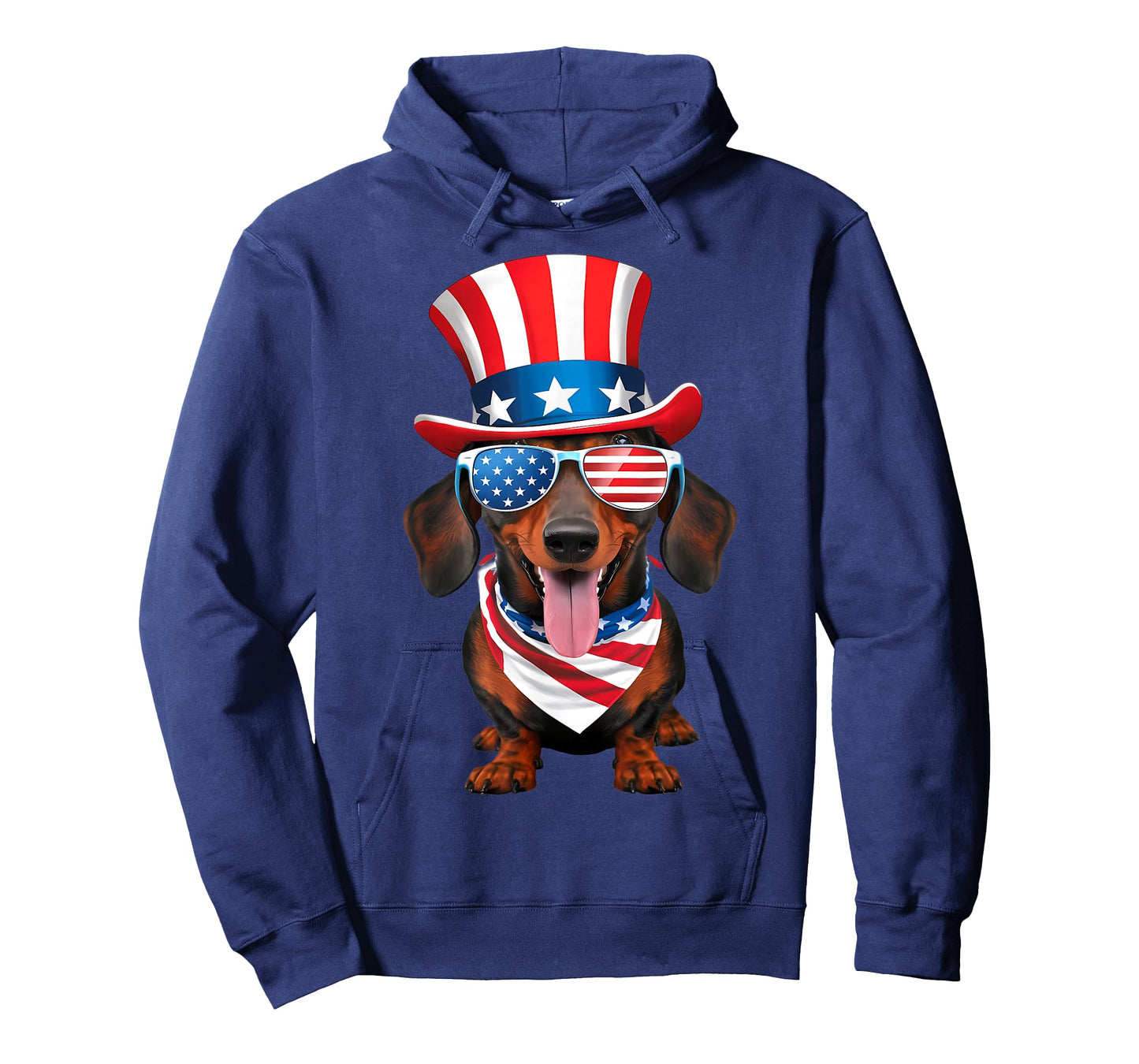 Dachshund Dog American Flag Glasses Hat 4th of July T-Shirt
