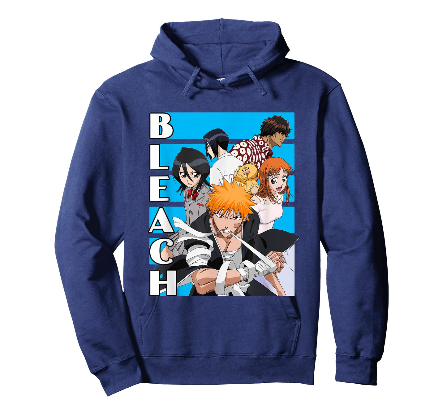 Bleach Characters with Blue Lines and Logo Anime T-Shirt