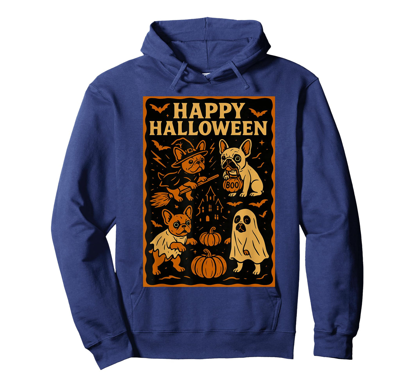 French Bulldog Happy Halloween Witch Hat Pumpkin Dog Ghost T-Shirt