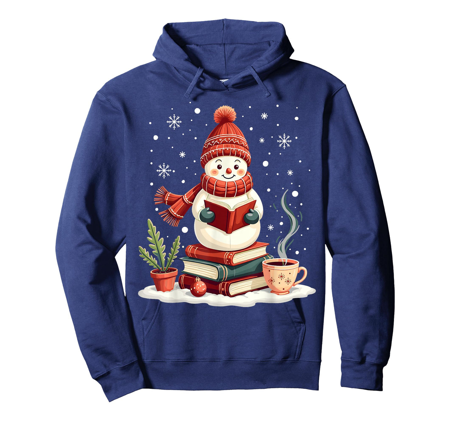 Snowman Reading Book Lovers Christmas Bookworm Librarian T-Shirt