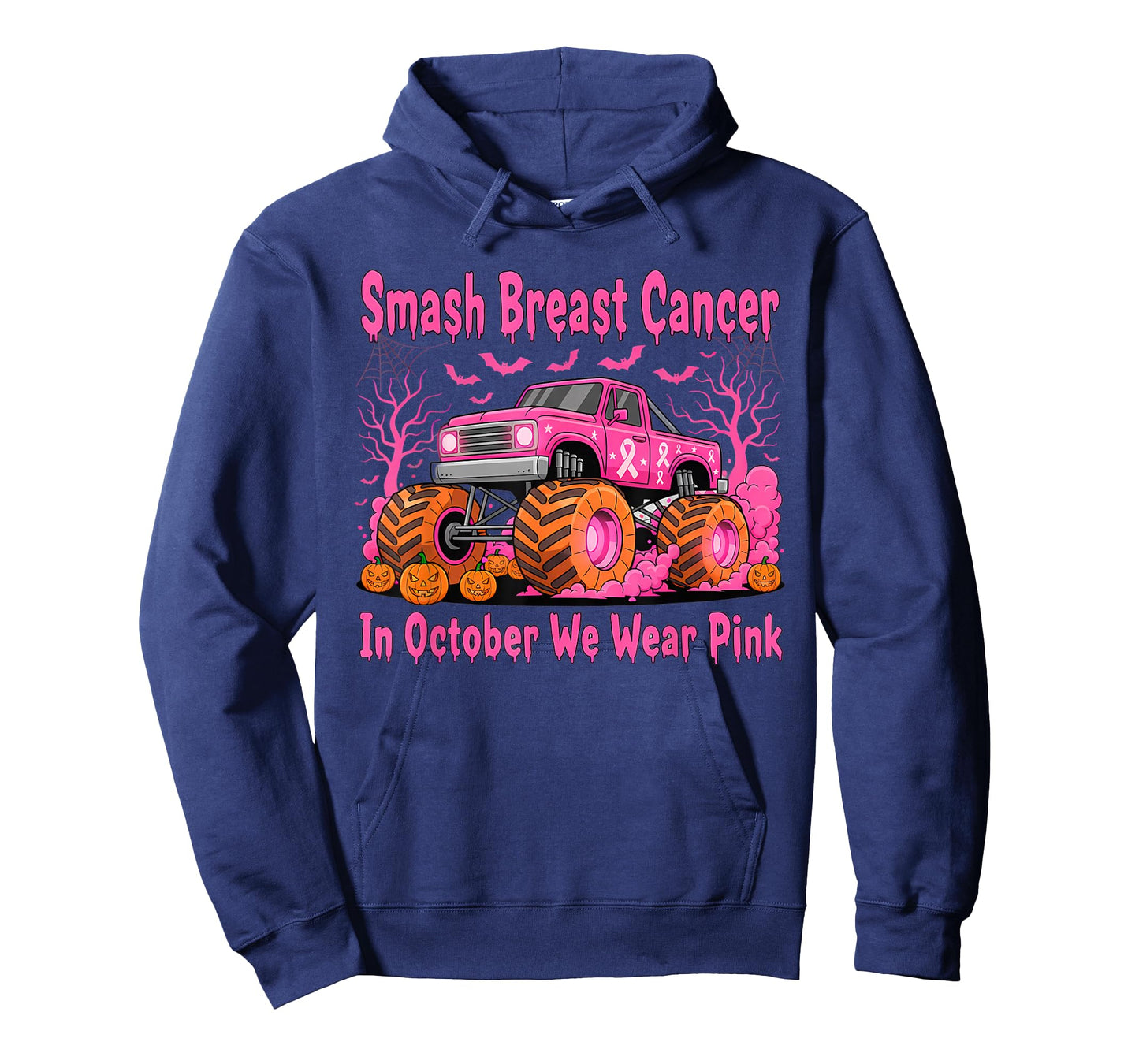 October We Wear Pink Monster Truck Halloween Breast Cancer T-Shirt