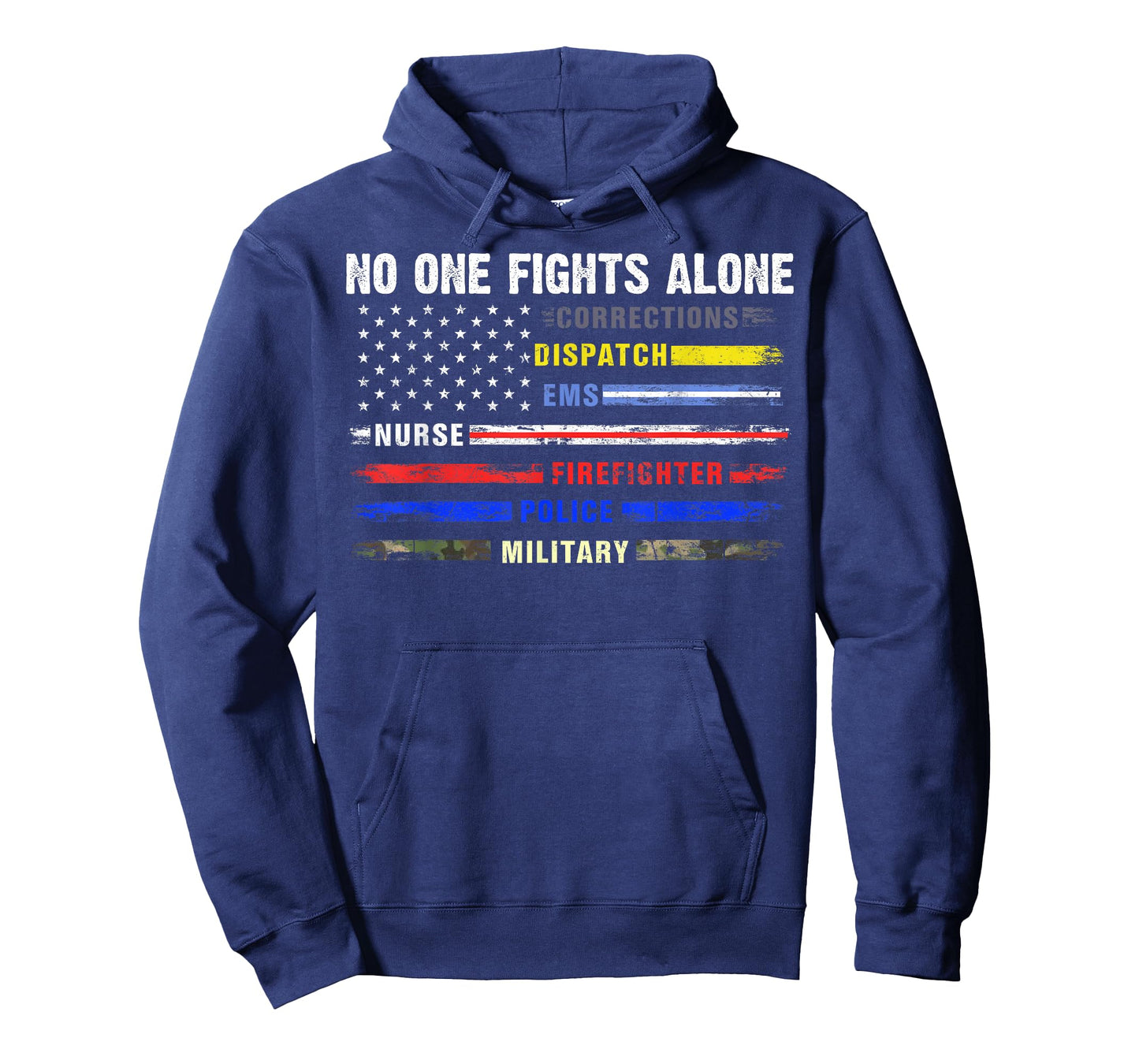 No-One Fight Alone First-Responder Heroes USA American Flag T-Shirt