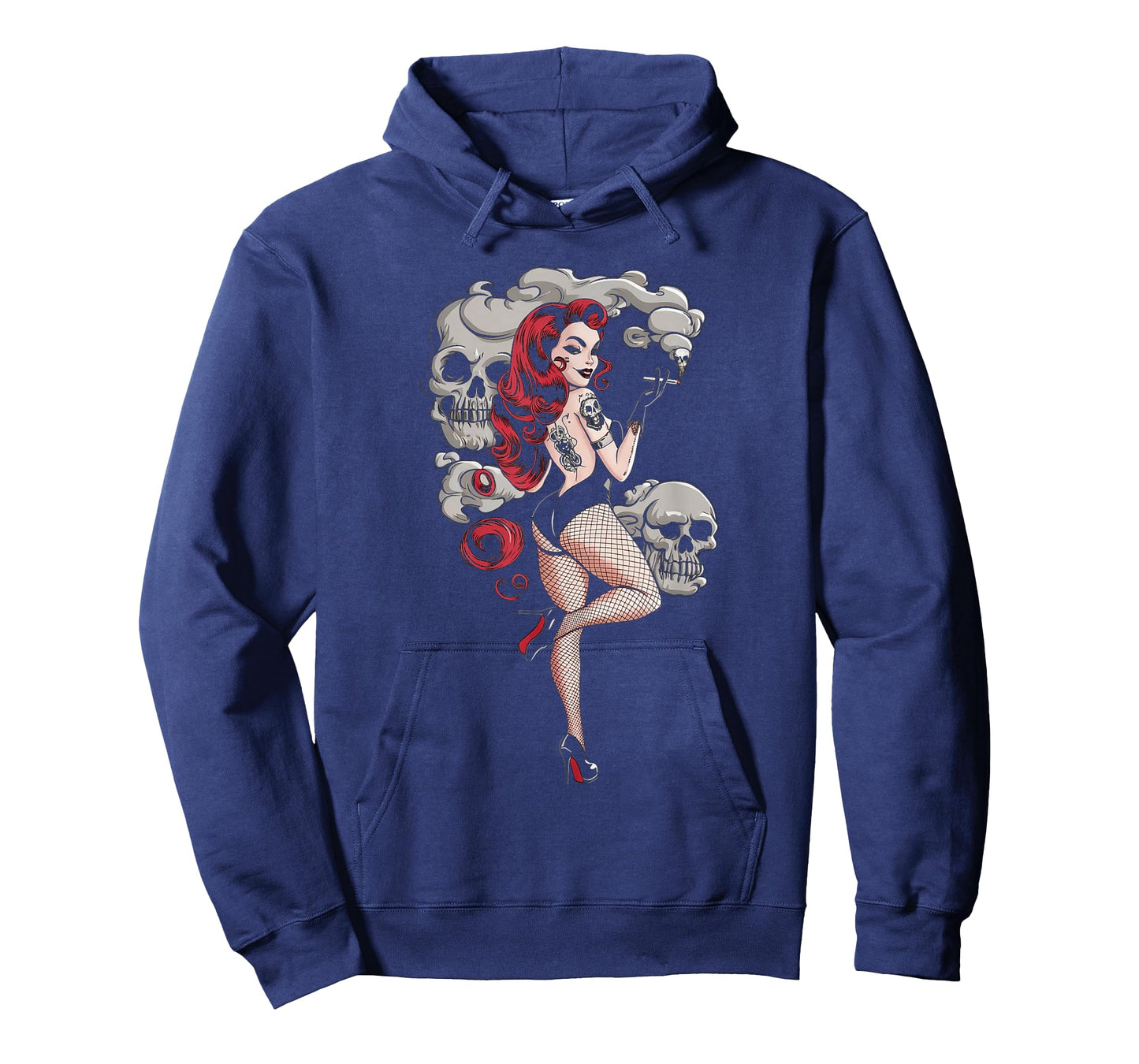 Tattoo Goth Pin-up Girl with Skull Vintage Horror Rockabilly T-Shirt