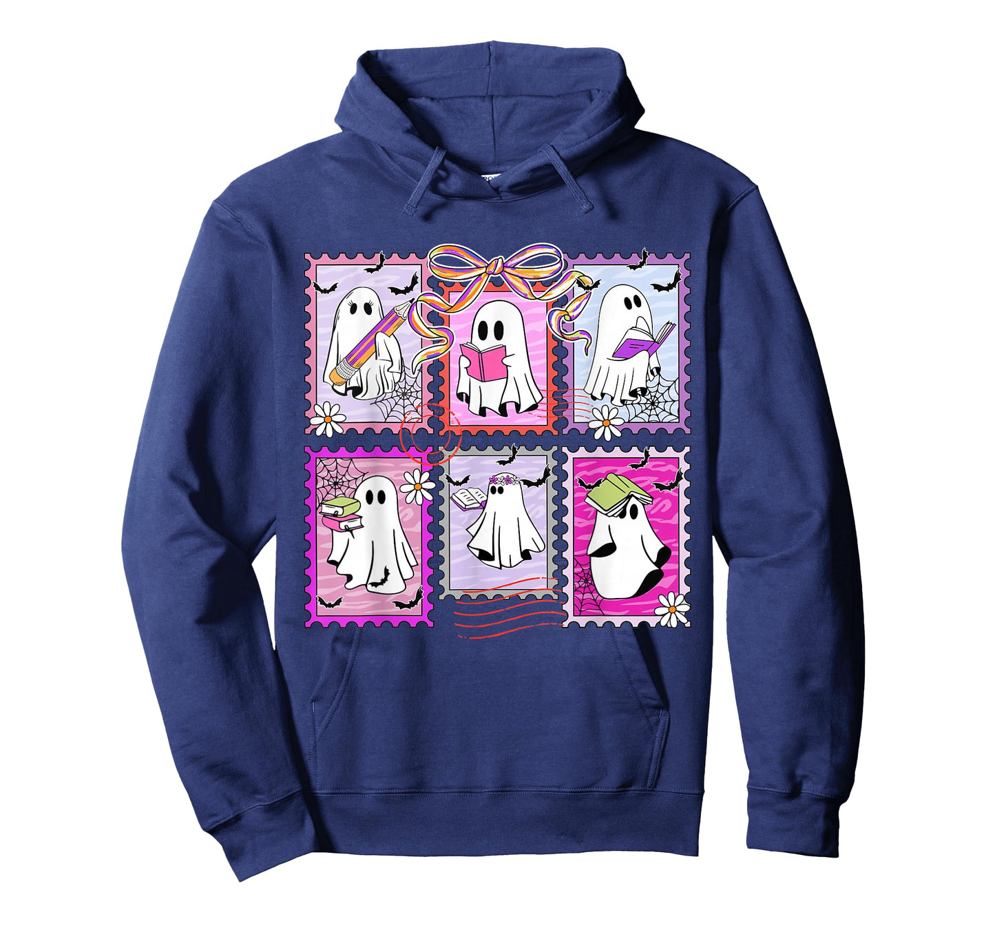 Preppy Spooky Teacher Halloween Ghost Coquette Bow Autumn T-Shirt