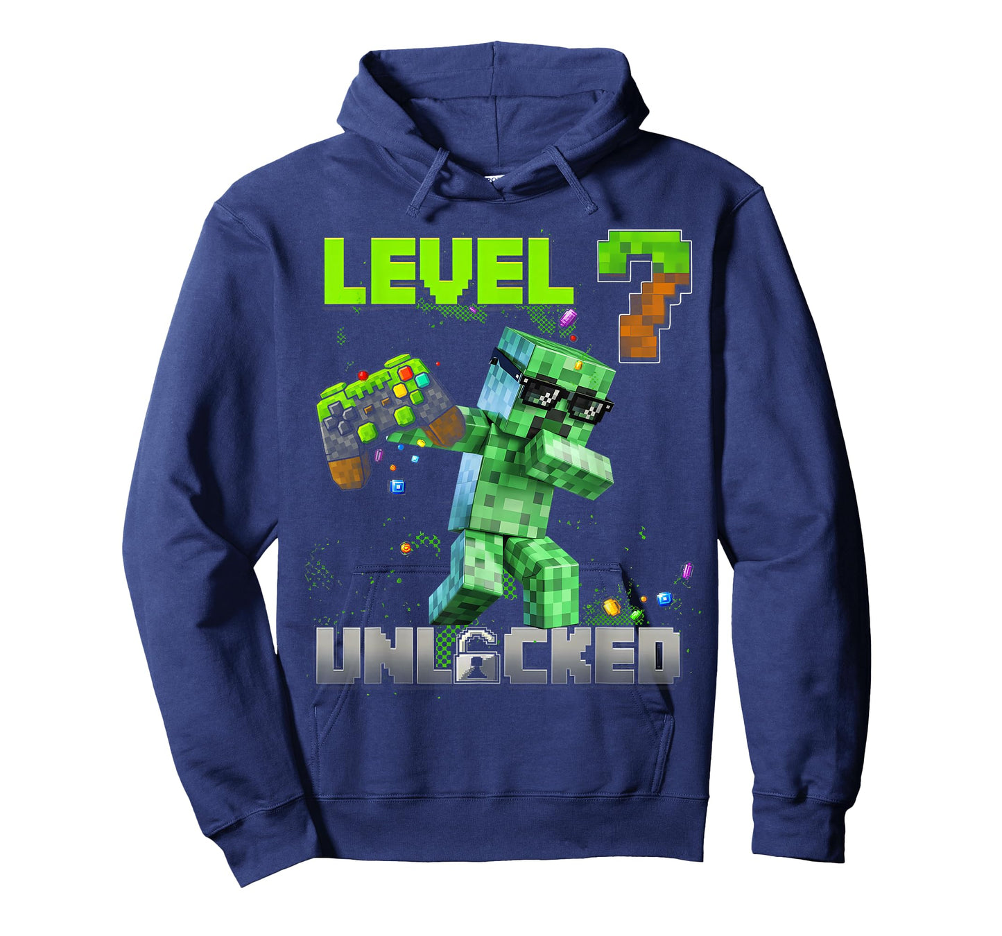 Level 7 Unlocked Funy Birthday Boy Pixel Gamer 7th Birthday T-Shirt