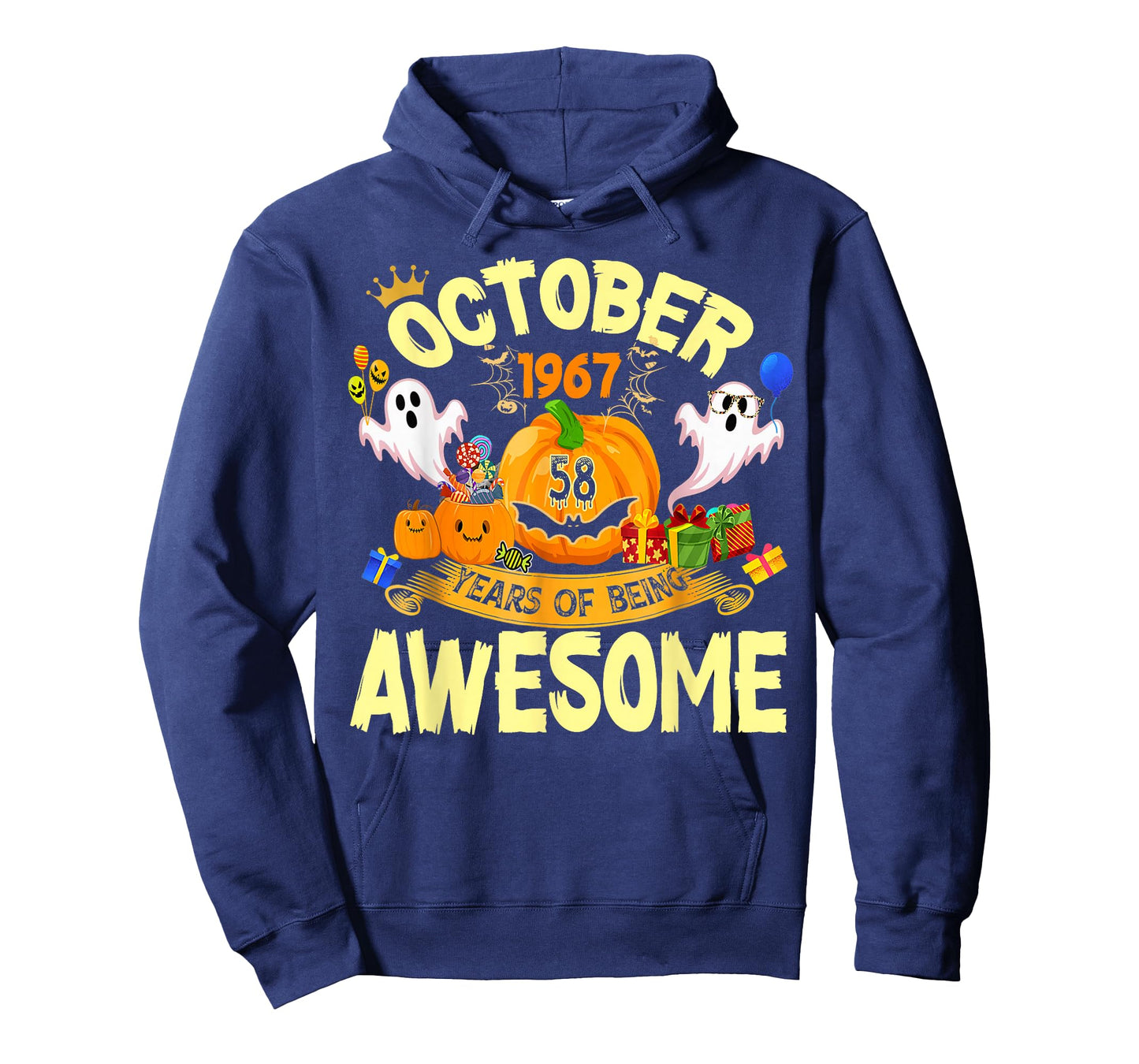 October 1967 58 Years of Being Awesome Funny Halloween Bday T-Shirt