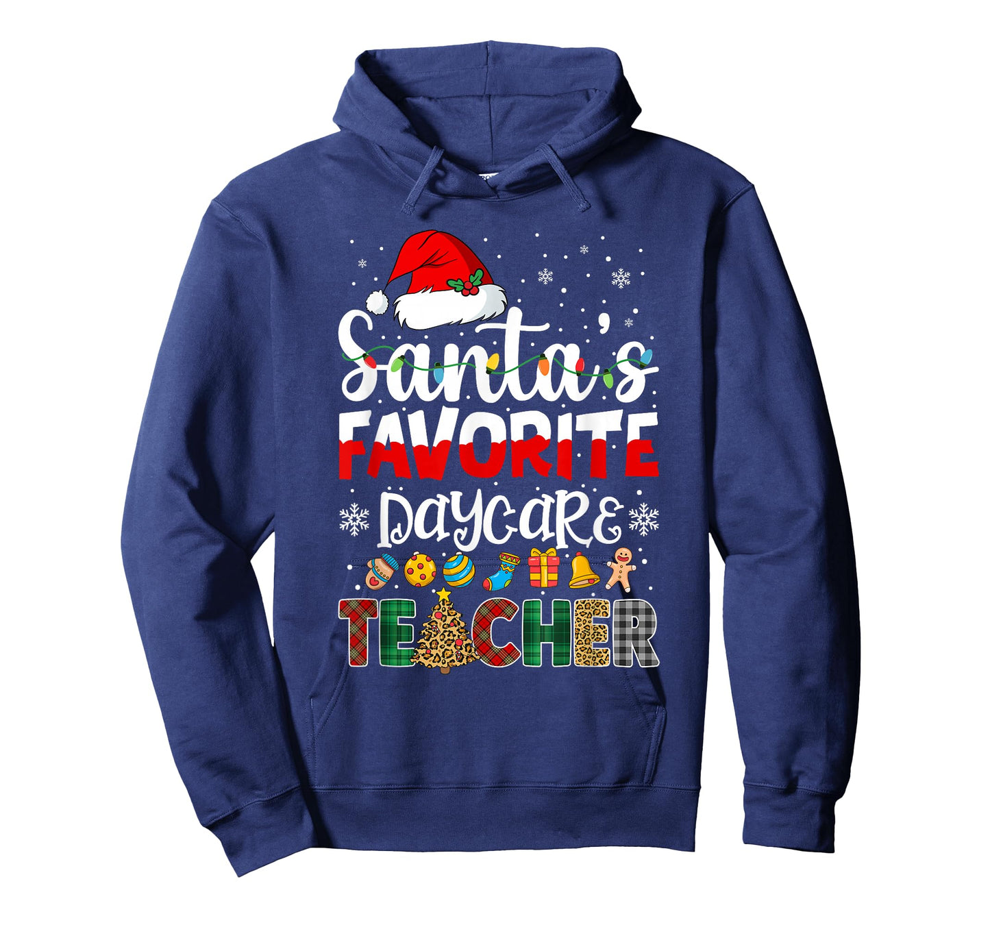 Santa's Favorite Daycare Teacher Buffalo Plaid Christmas T-Shirt