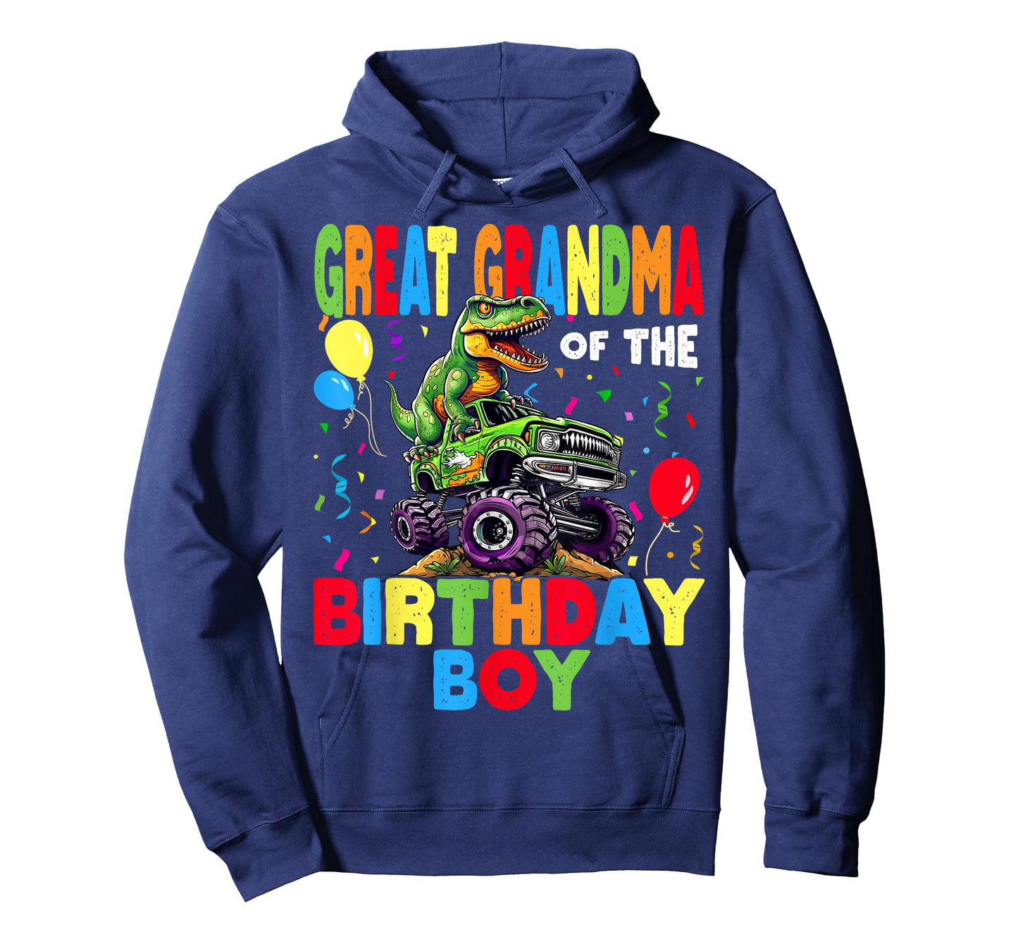 Great Grandma Of The Birthday Boy Dinosaur -Monster Truck T-Shirt