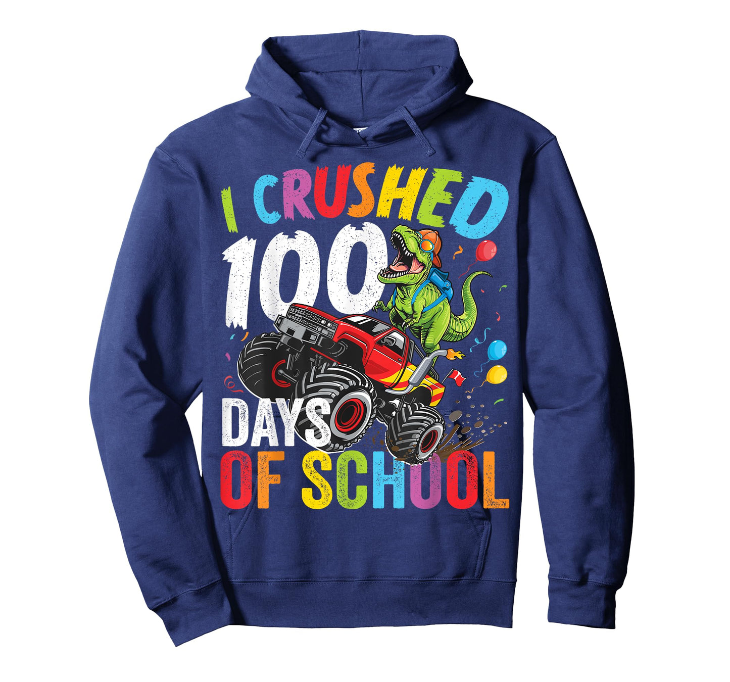 I Crushed 100 Days Of School Monster Truck Dinosaur T-Rex T-Shirt