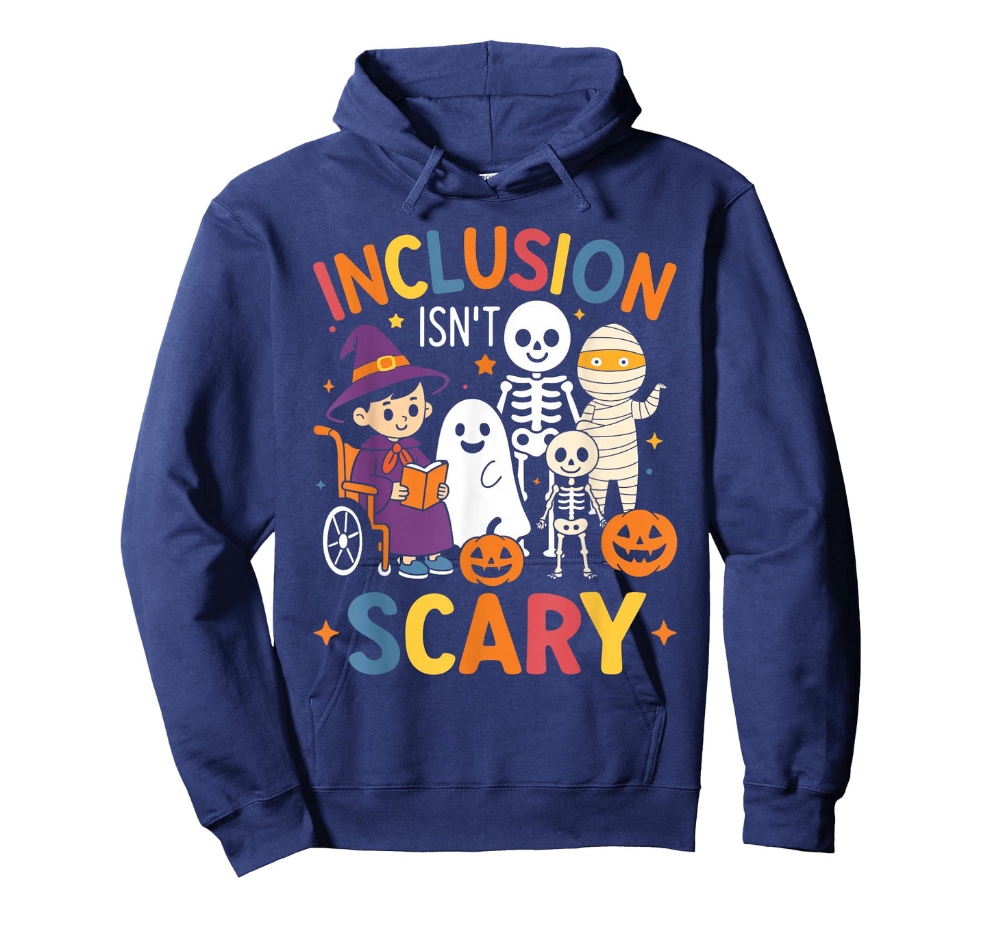Inclusion Isn't Scary Teacher Skeleton Ghost Cute Halloween T-Shirt