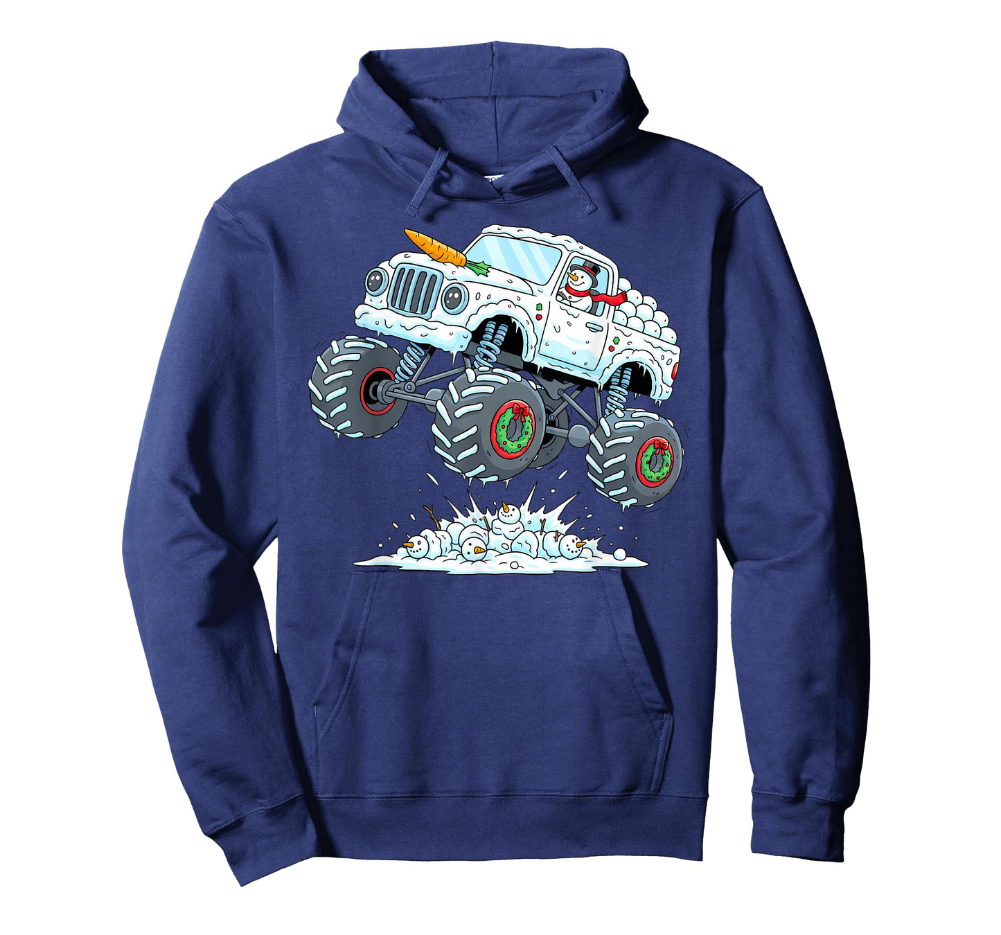 Funny Snowman Riding Monster Truck Christmas Boys Kids T-Shirt