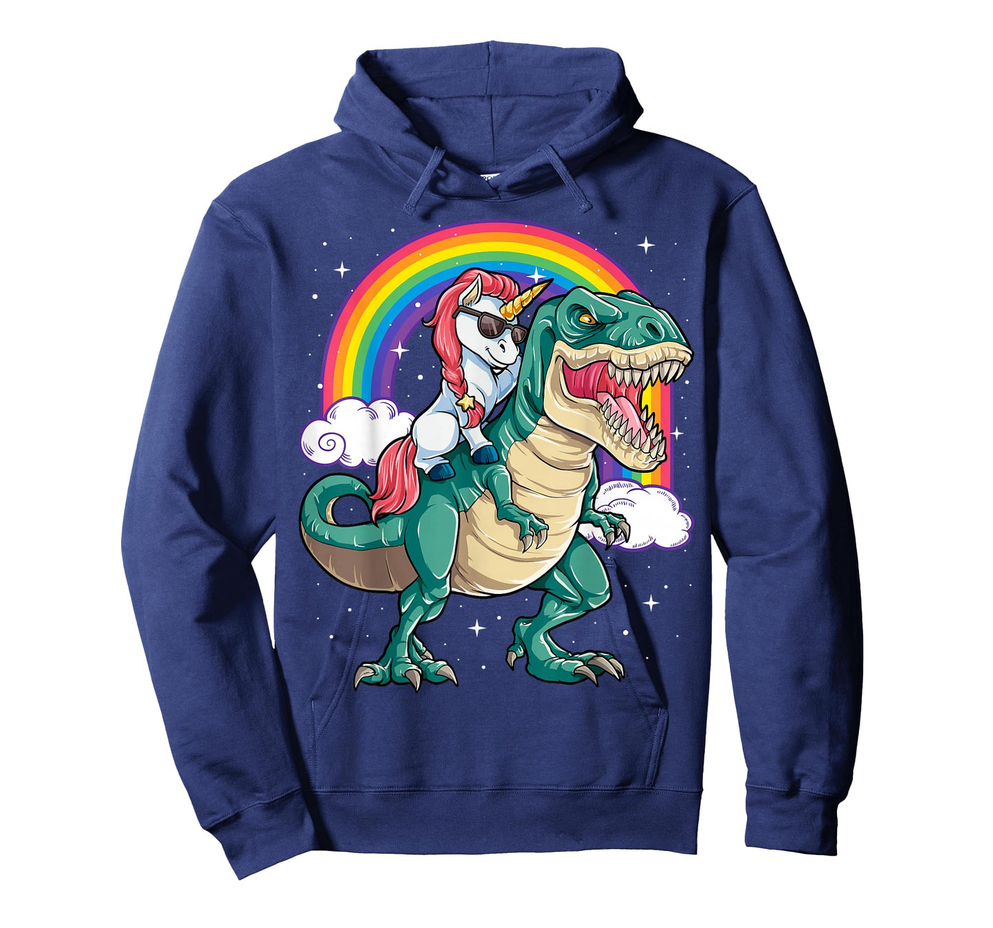 Unicorn Riding T rex Dinosaur Boys Girls Men Women Rainbow T-Shirt Small