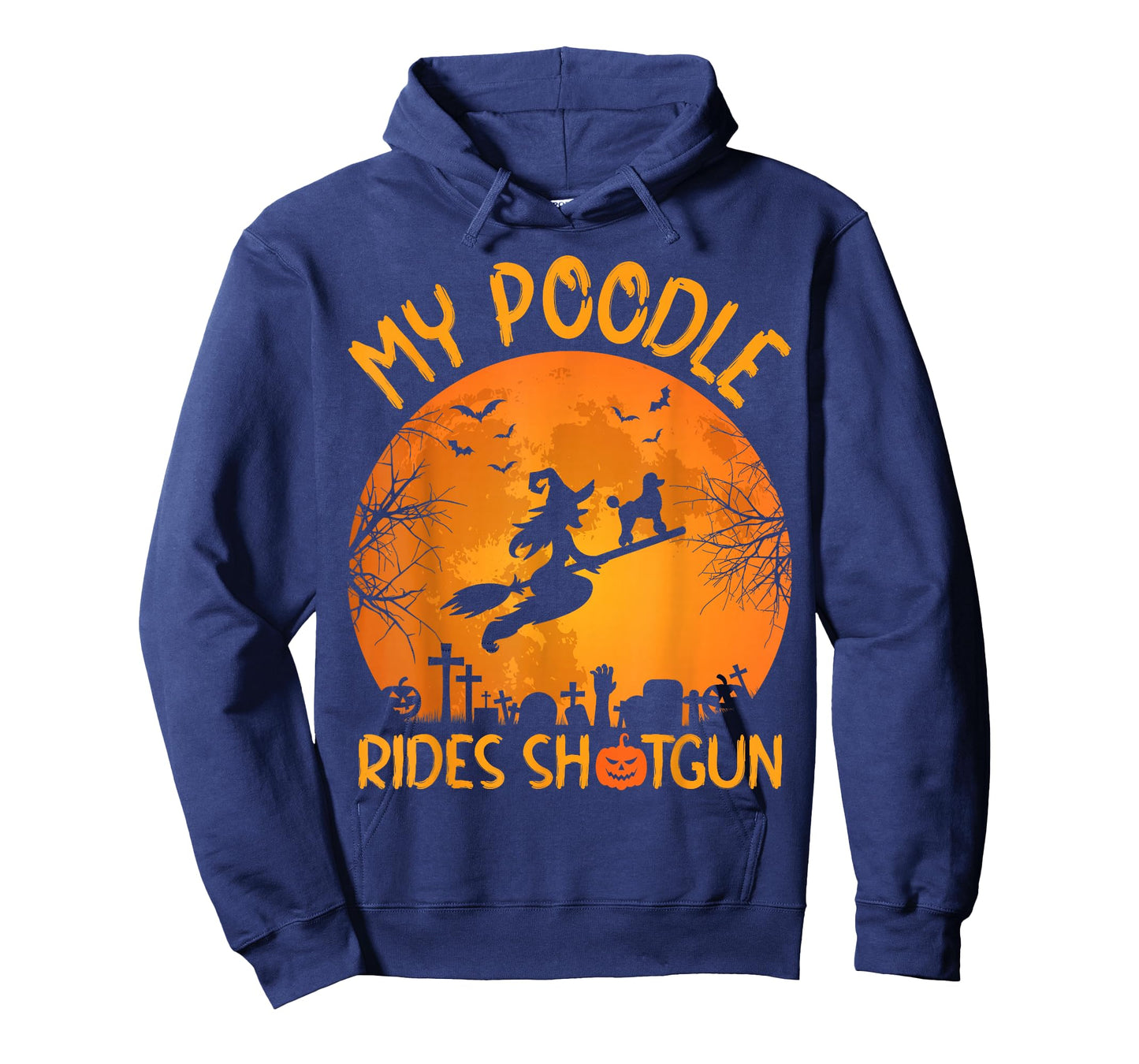 Funny My Poodle Riding Shotgun Witch Halloween T-Shirt