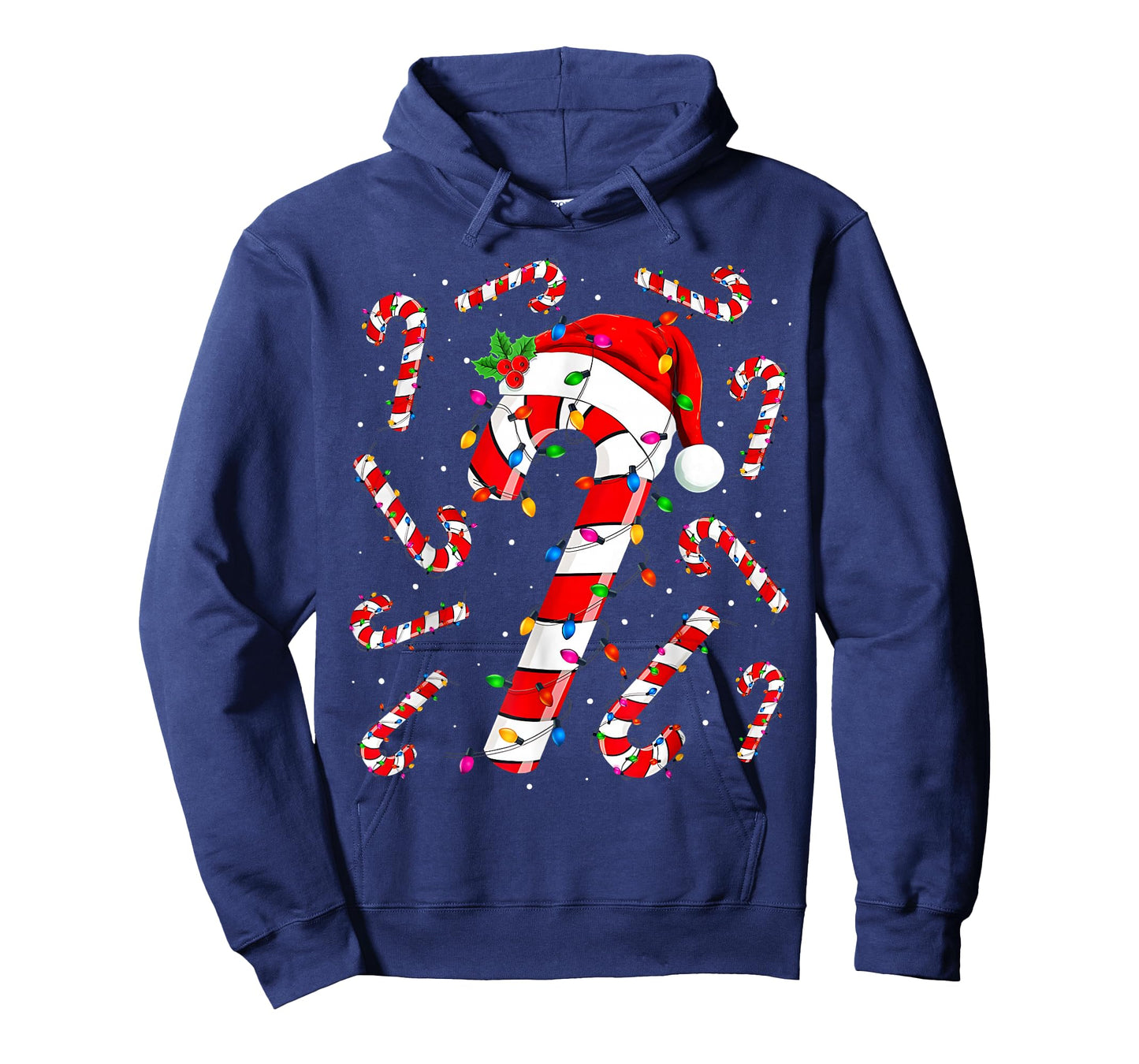 Red and White Candy Cane Santa Christmas Funny Xmas Lights T-Shirt
