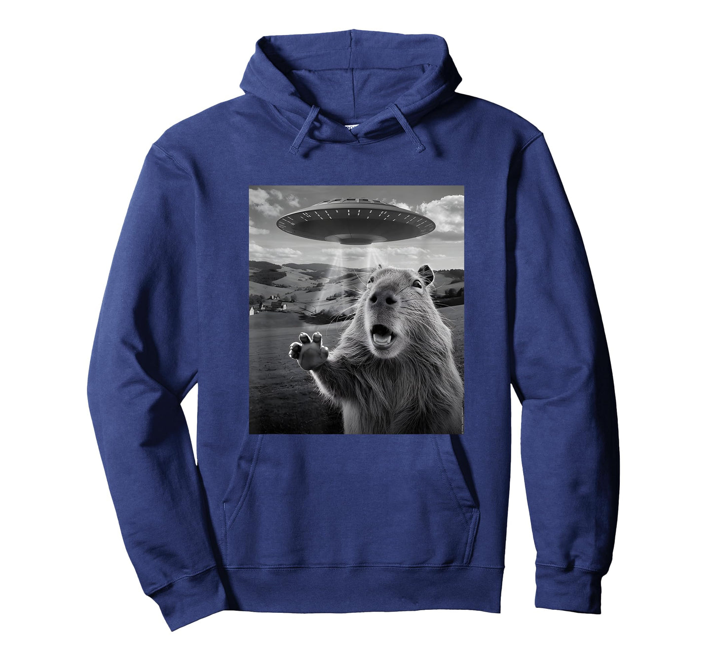 Alien UFO with Scared Capybara Funny UFO T-Shirt
