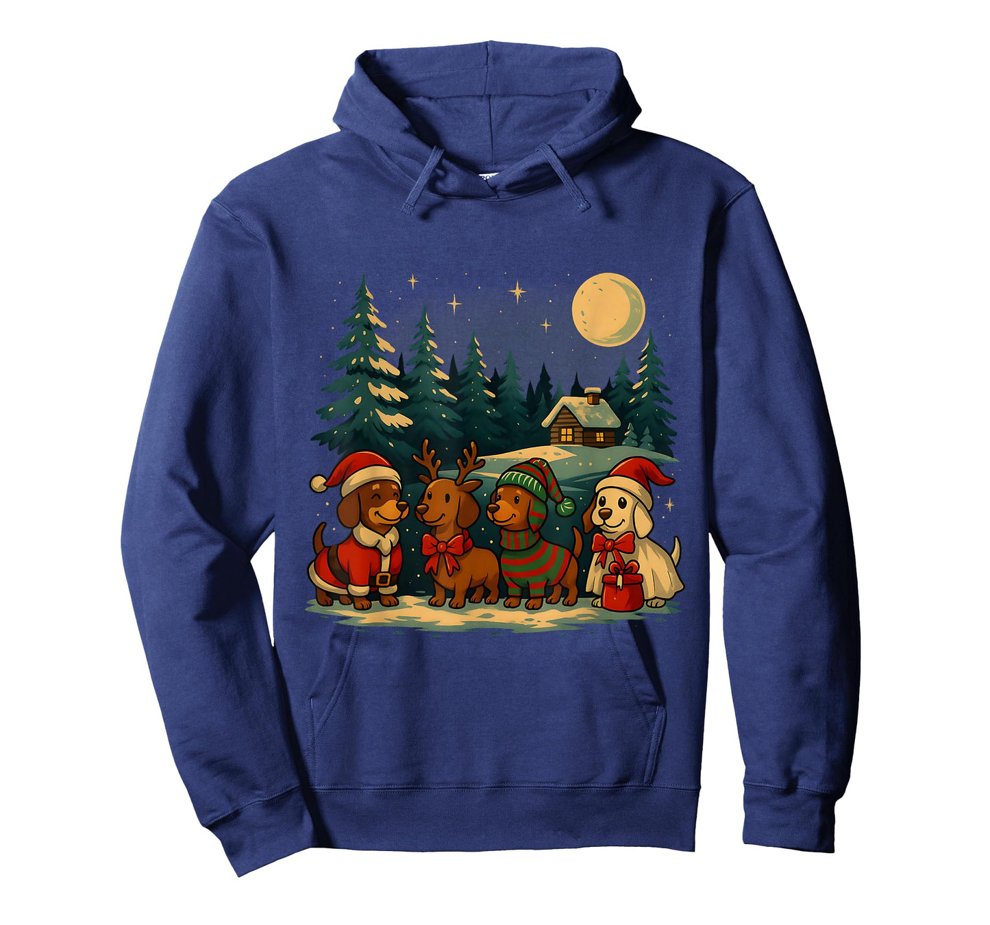 Christmas Dachshunds in Winter Wonderland Holiday Art T-Shirt