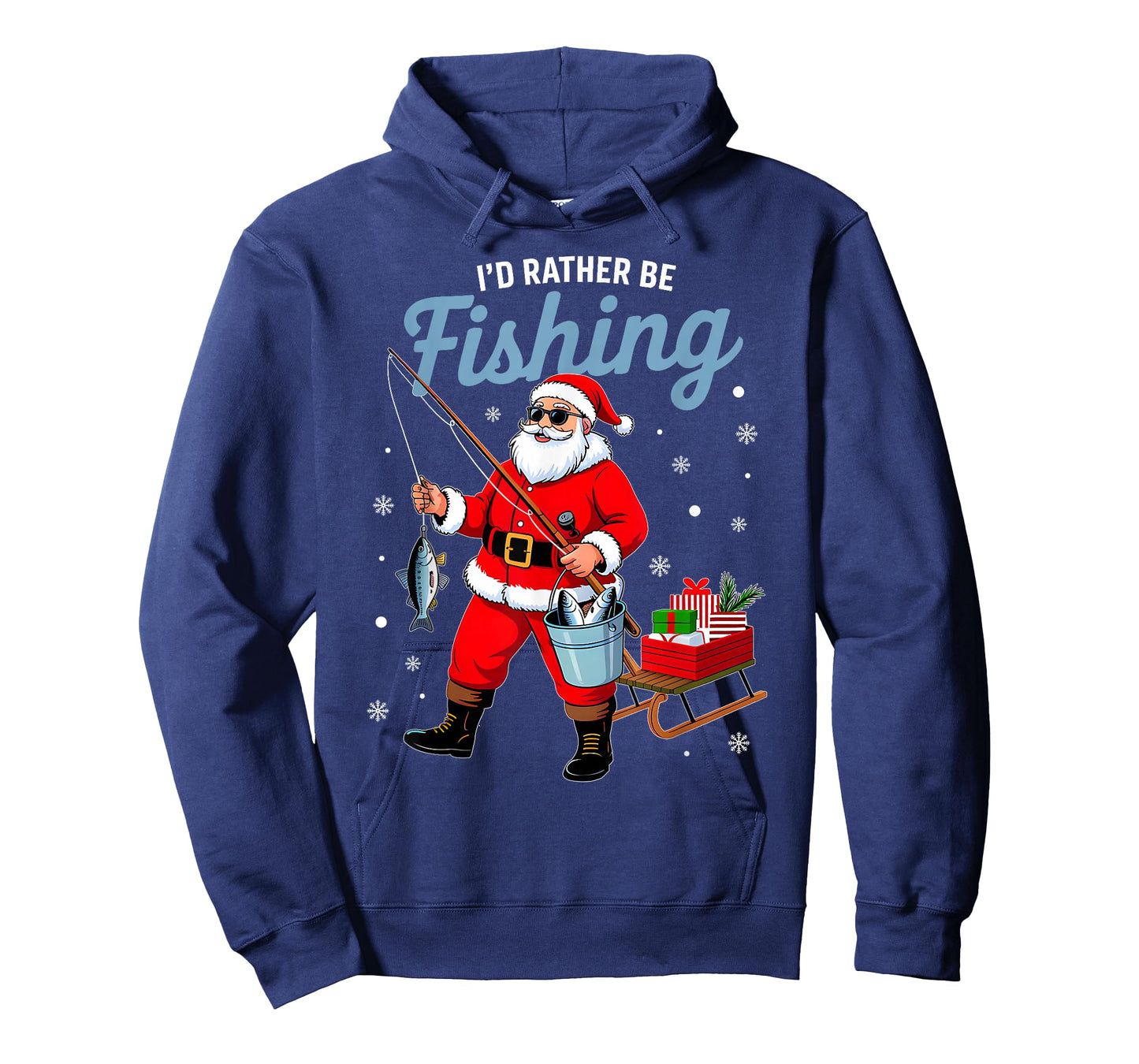 Santa Fishing Christmas Funy Xmas Pajamas Men Dad Fisherman T-Shirt