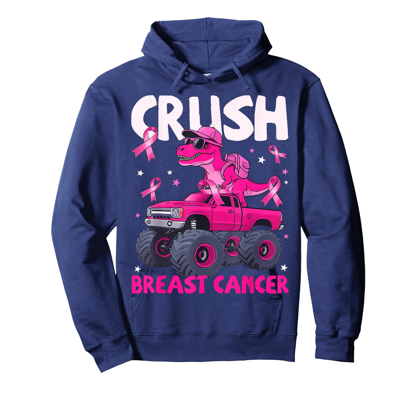 Crush Breast Cancer Awareness Monster Truck Dinosaur Kid T-Shirt