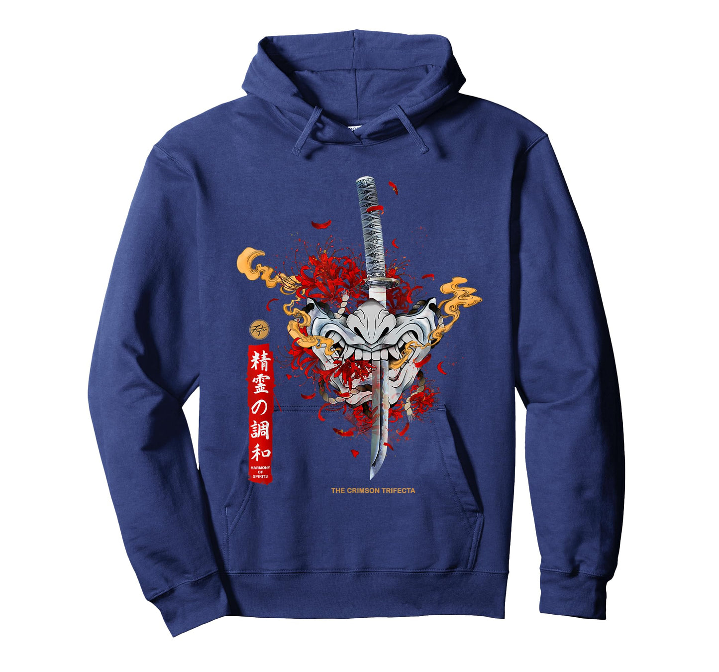 Red Spider Lily and Japanese Anime Retro Oni Samurai Mask T-Shirt