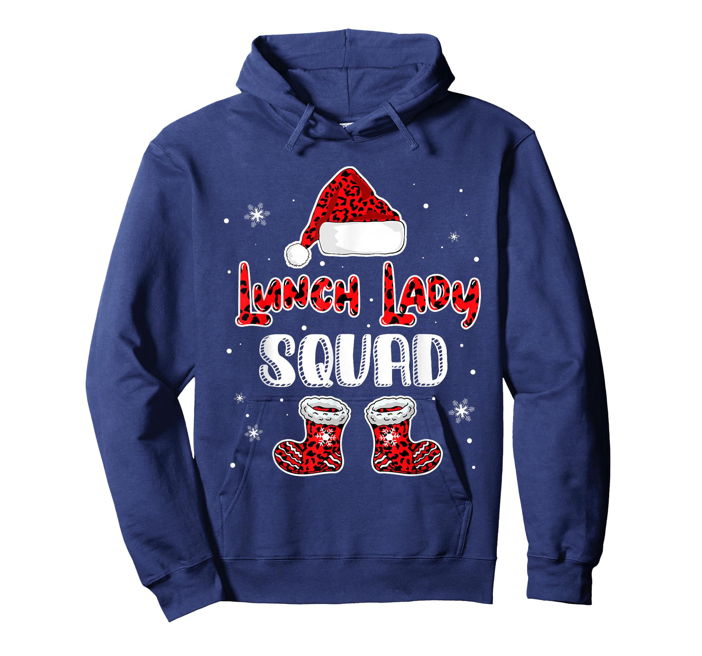 Lunch Lady Squad Leopard Santa's Hat Christmas Lunch Lady T-Shirt