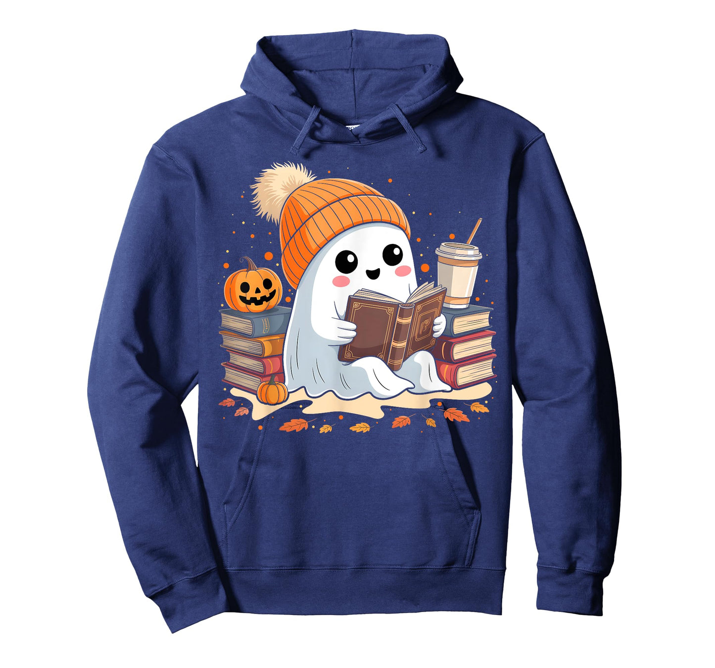 Ghost Reading Book Lovers Halloween Cute Ghost Coffee Women T-Shirt