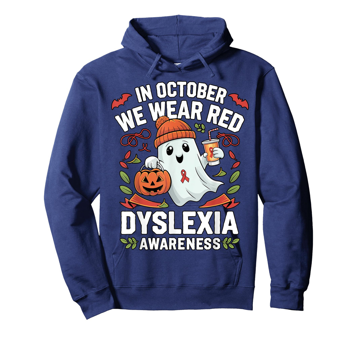 Awareness Ribbon October Wear Red Dyslexia Awareness Ghost T-Shirt