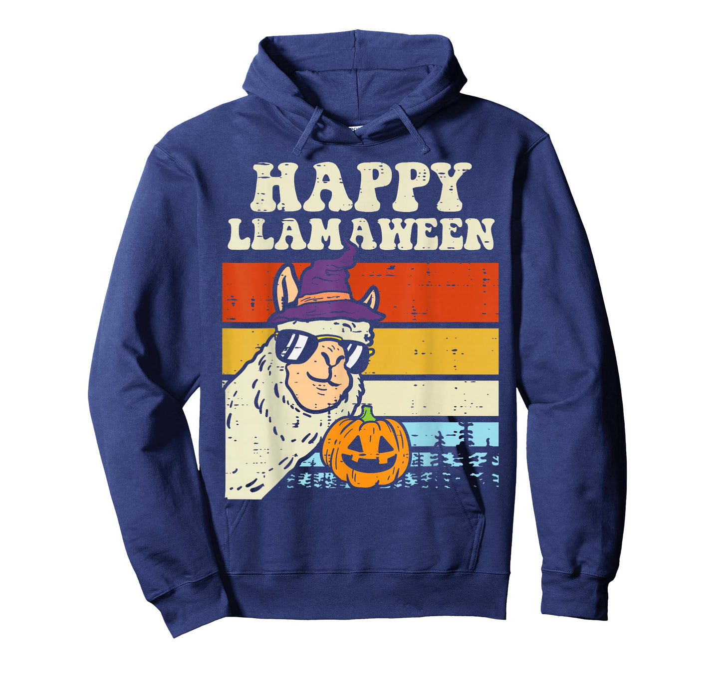 Happy Llamaween Llama Witch Retro Halloween Alpaca Animal T-Shirt