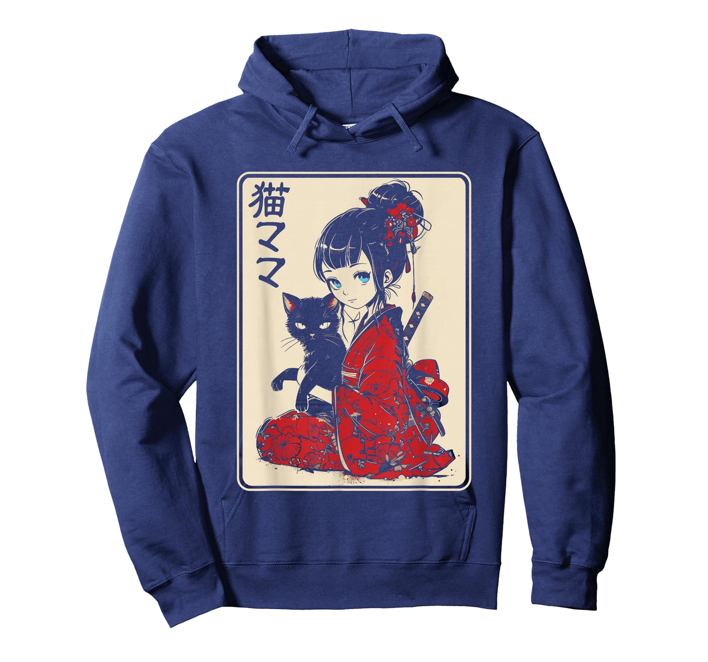 Japanese Gothic Kawaii Anime Samurai Cat Mom Woman Girls T-Shirt
