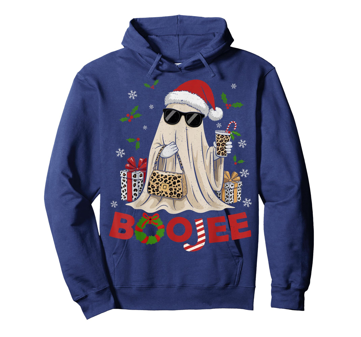 Ghost Santa Christmas Halloween Boo-JEE Leopard Coffee Funny T-Shirt