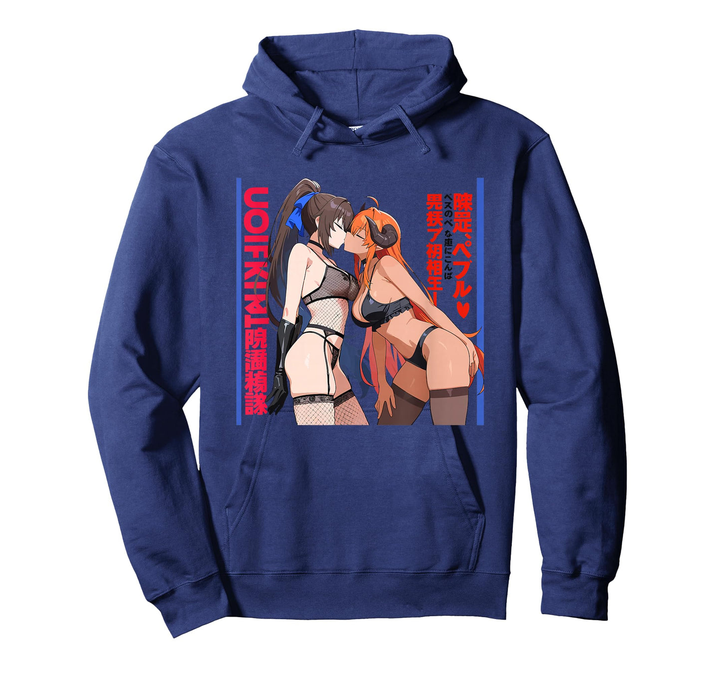 Waifu Sexy Anime Kissing Girls Horns Japanese Manga Style T-Shirt