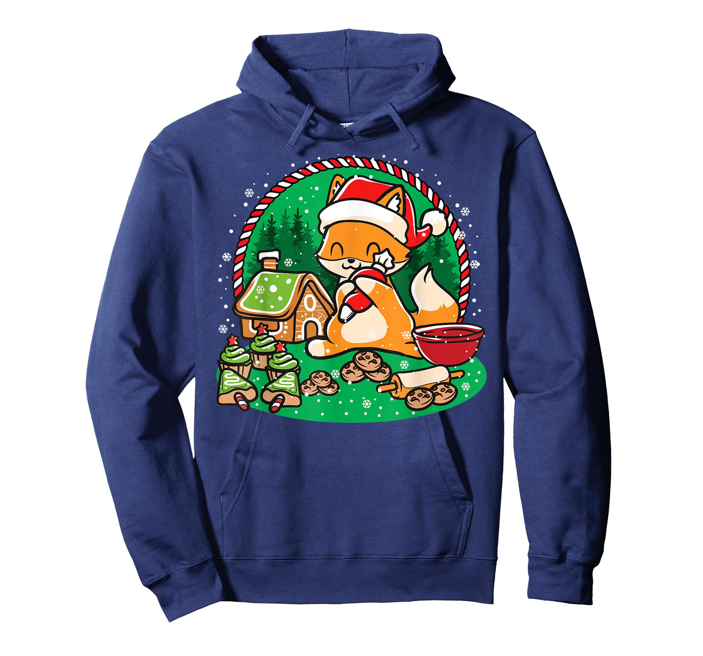 Gingerbread House Xmas Cookie Baking Team Cute Fox Baker T-Shirt