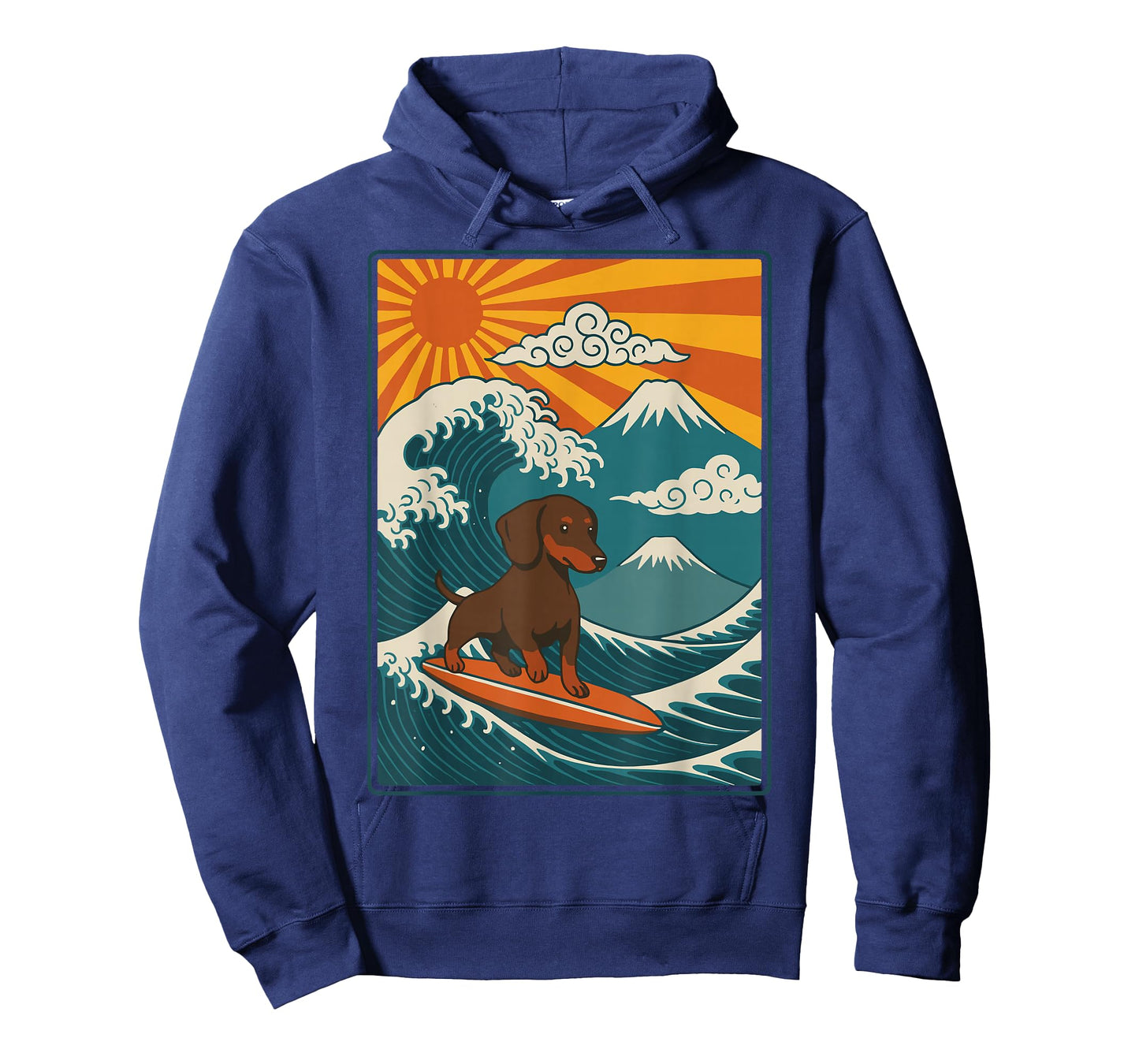 Dachshund Surfing Japanese Wave Weiner Dog T-Shirt