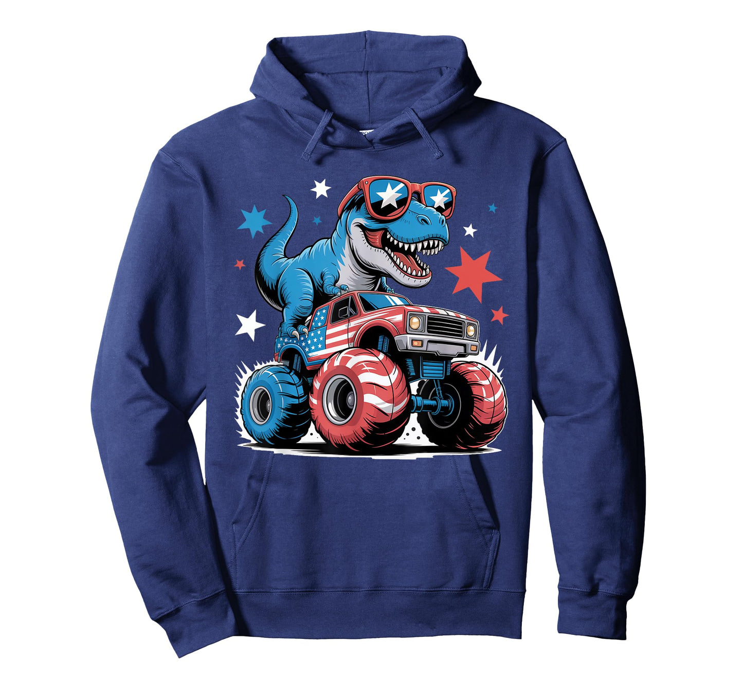 4th of July Patriotic Dinosaur Monster Truck USA Flag kids T-Shirt