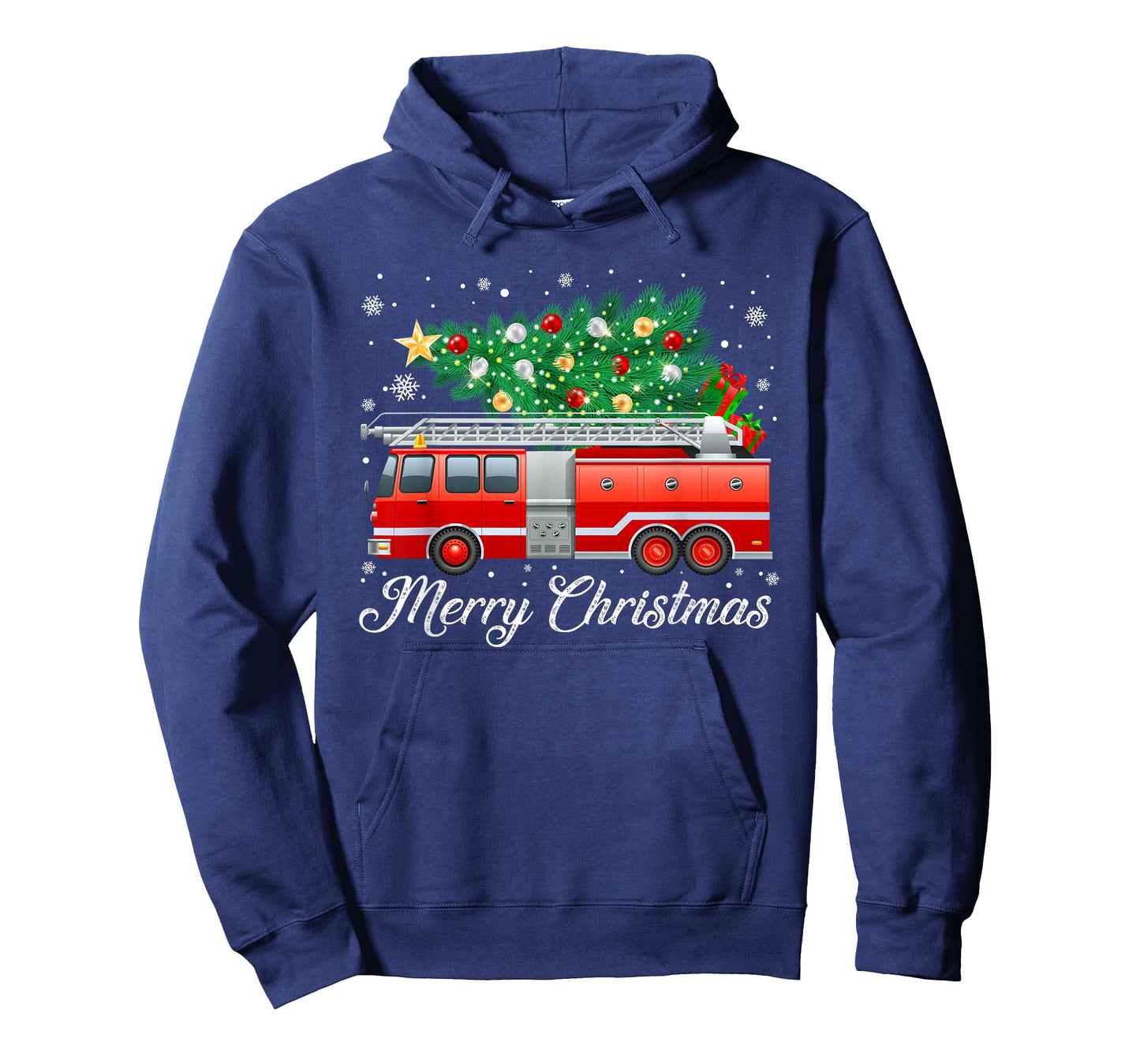 Firetruck Christmas Tree Funny Xmas Pajamas Firefighter T-Shirt